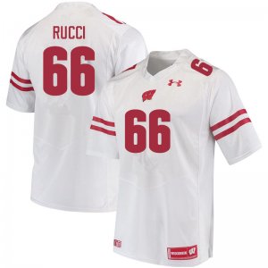 Men's Wisconsin Badgers NCAA #66 Nolan Rucci White Authentic Under Armour Stitched College Football Jersey GX31Z07LD